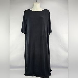 Eileen Fisher Black Short-Sleeve Midi Shift Dress